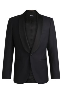 Hugo Boss Slim-fit Tuxedo Jacket In Wool In Dark Blue