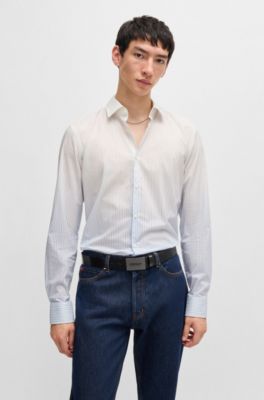 Leather belt with branded plaque buckle, Black