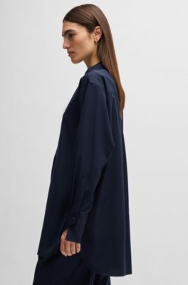 Chemisier en laine infroissable id&eacute;al pour voyager, Bleu fonc&eacute;