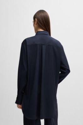 Chemisier en laine infroissable id&eacute;al pour voyager, Bleu fonc&eacute;