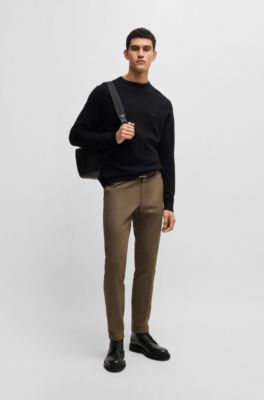 Slim-fit chinos in moulin&eacute; twill, Light Green