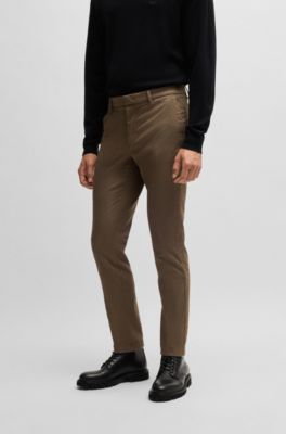 Slim-fit chinos in moulin&eacute; twill, Light Green