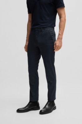 Slim-fit chinos in moulin&eacute; twill, Dark Blue