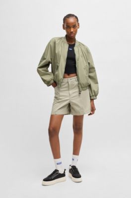 Bomber jacket in paper-touch cotton, Light Green