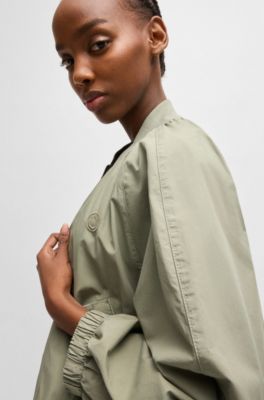 Bomber jacket in paper-touch cotton, Light Green