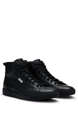 HUGO High top trainers in grained faux leather Black