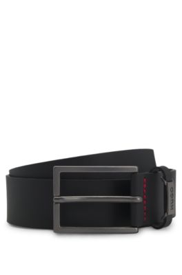 Logo-keeper belt in buffalo leather, Black