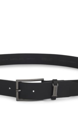 Logo-keeper belt in buffalo leather, Black