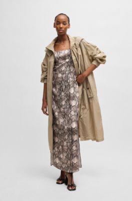 Square-neck dress with python print, Patterned