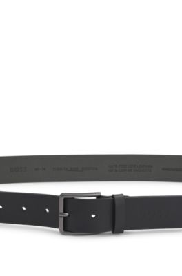 Italian-leather belt with embossed structure, Black