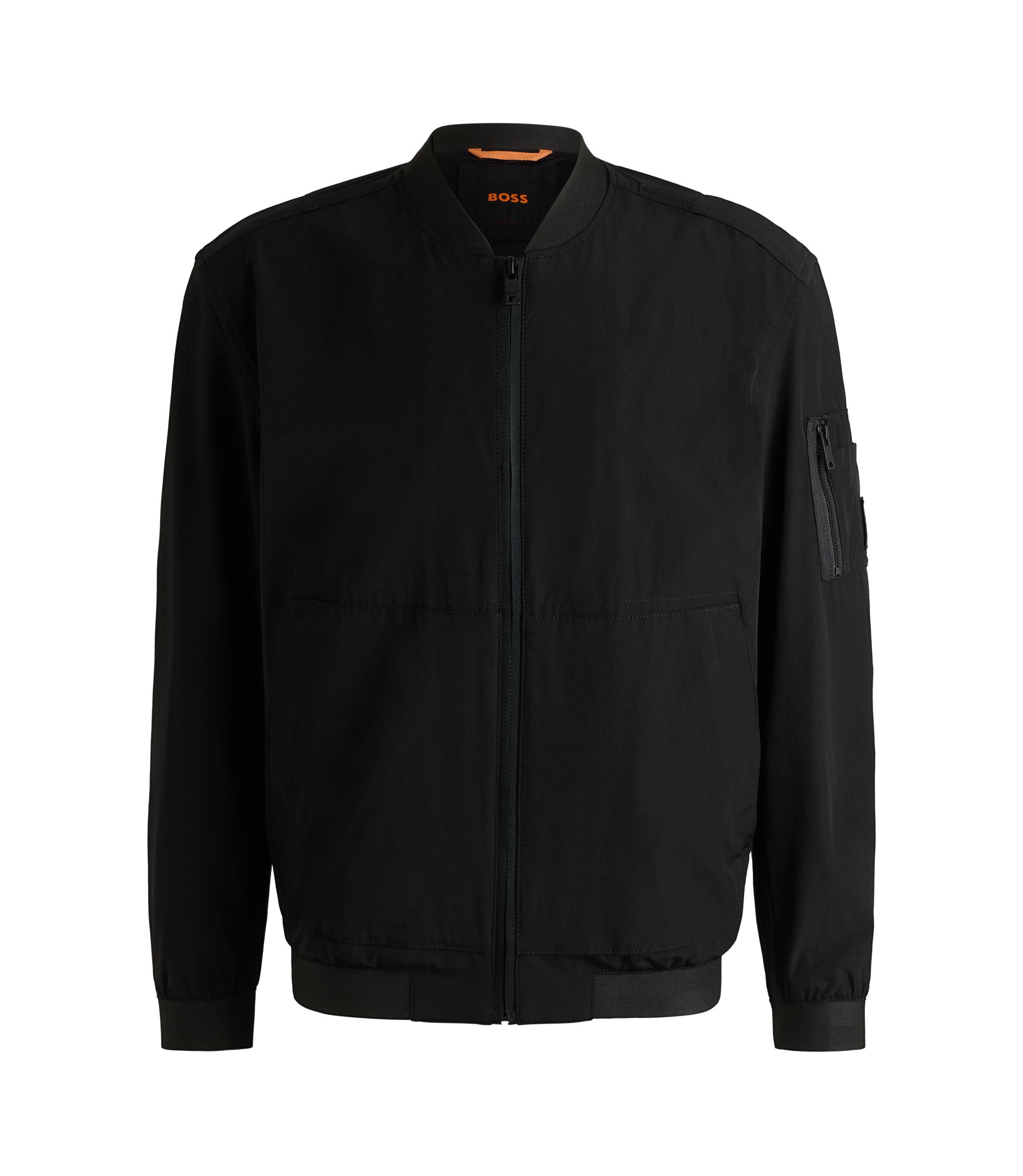 BOSS - Softshell bomber jacket in four-way stretch crinkle fabric