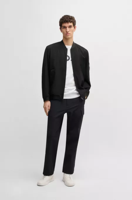 Softshell bomber jacket in four-way stretch crinkle fabric