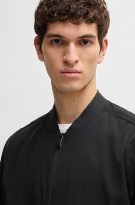 Softshell bomber jacket in four-way stretch crinkle fabric, Black