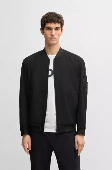 Softshell bomber jacket in four-way stretch crinkle fabric