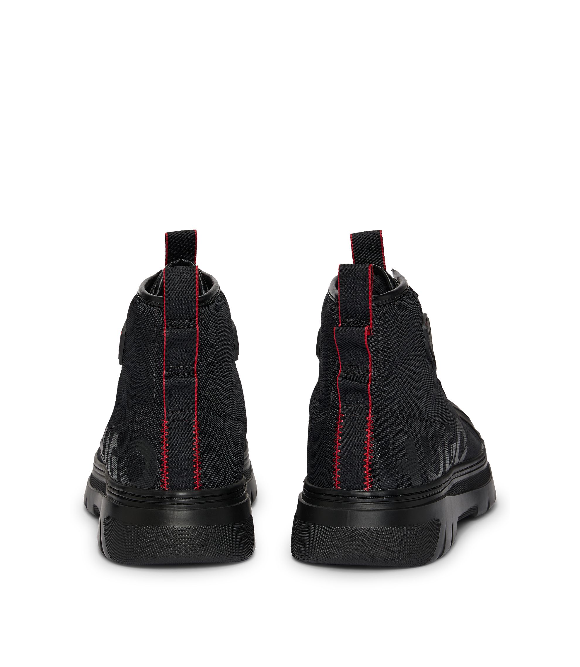 HUGO - Lace-up boots with gloss-effect logo - Black HUGO - Lace-up boots with gloss-effect logo - Black