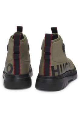 Lace-up boots with gloss-effect logo, Light Green