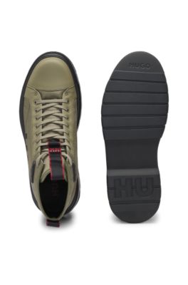 Lace-up boots with gloss-effect logo, Light Green