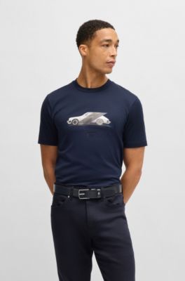 Porsche x BOSS cintur&oacute;n reversible de piel con monograma Double B en la trabilla, Negro