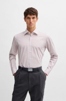 Reversible belt in plain and structured leather, Black