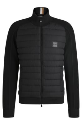 Hugo Boss Regular-fit Jacket In Wool With Padded Front In Black