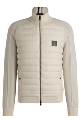 Hugo Boss Regular-fit Jacket In Wool With Padded Front In White