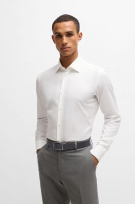 Reversible belt in grained and plain leather, Black