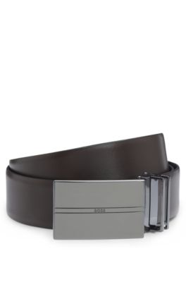 HUGO BOSS｜ (Reversible belt in grained and smooth Itali BOSS - Reversible belt in Italian leather - Black