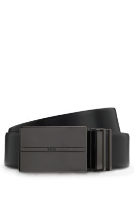 Cintur&oacute;n reversible Business de piel italiana suave, Negro