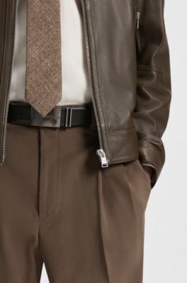 Cintur&oacute;n reversible de piel italiana con hebillas intercambiables, Negro