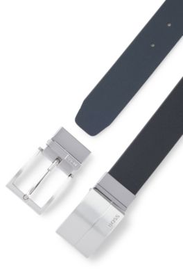 Cintur&oacute;n reversible de piel italiana, Negro