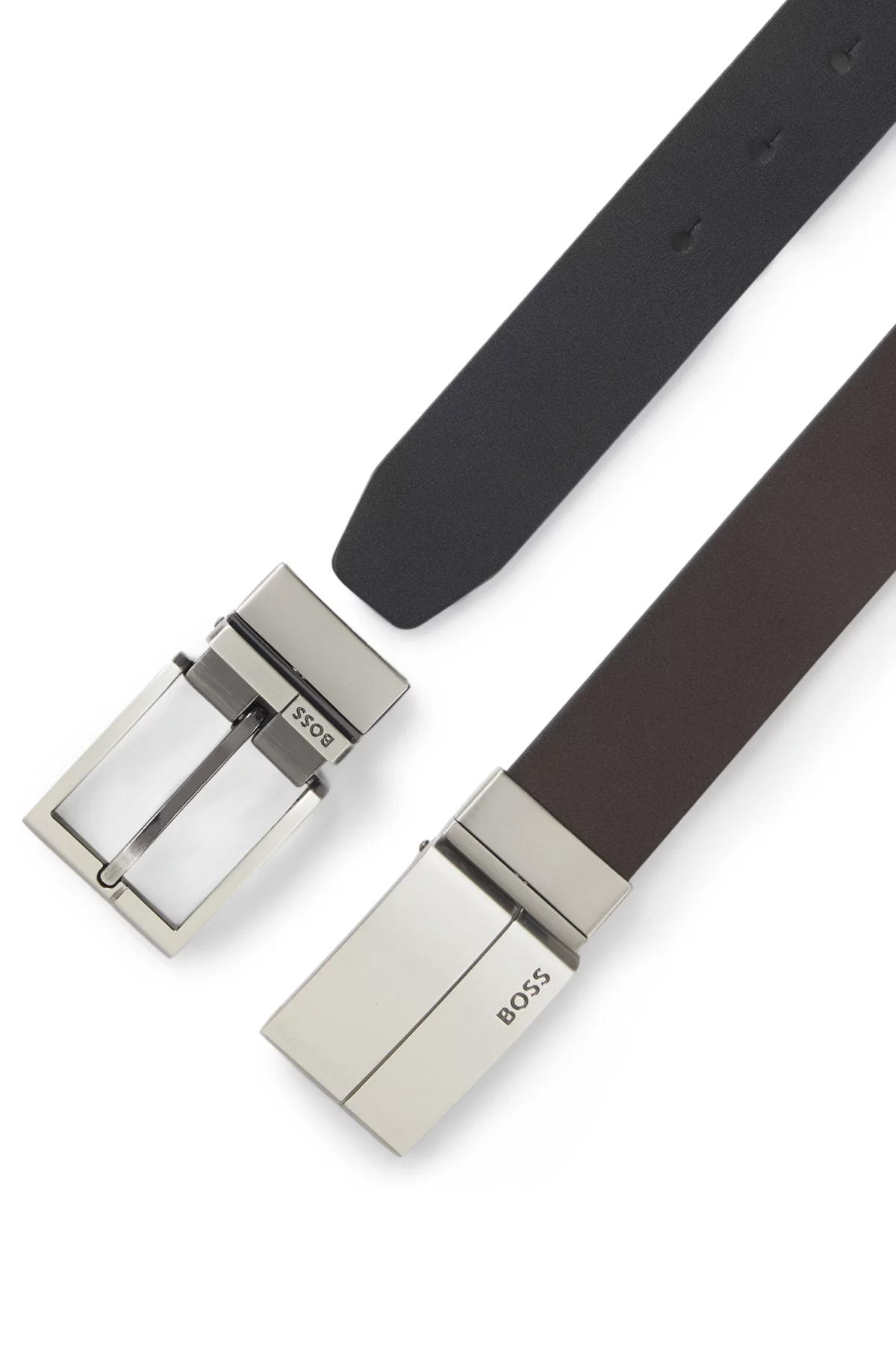 Reversible belt in Italian leather, Dark Brown