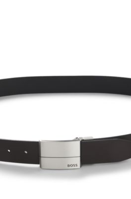 Ceinture r&eacute;versible en cuir italien, Marron fonc&eacute;