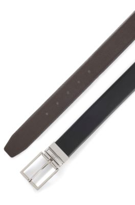 Ceinture r&eacute;versible en cuir italien, Noir