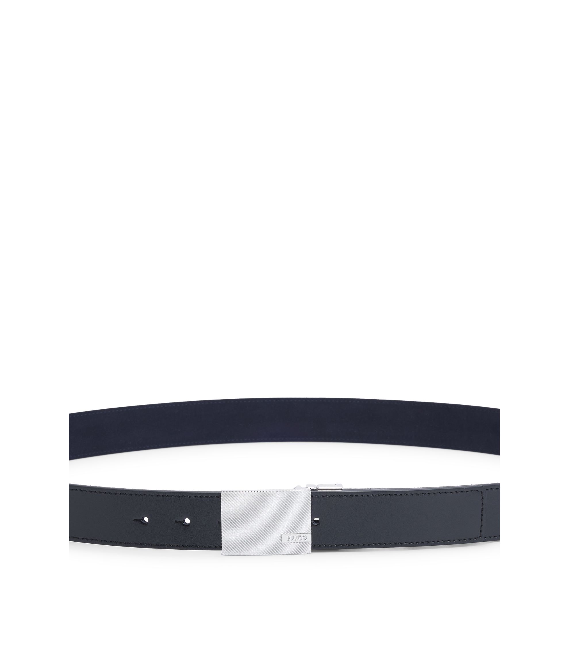 HUGO Reversible Italian-leather belt with pin and plaque buckles