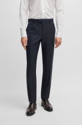 Regular-fit suit in patterned wool and silk, Dark Blue