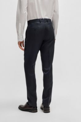 Regular-fit suit in patterned wool and silk, Dark Blue