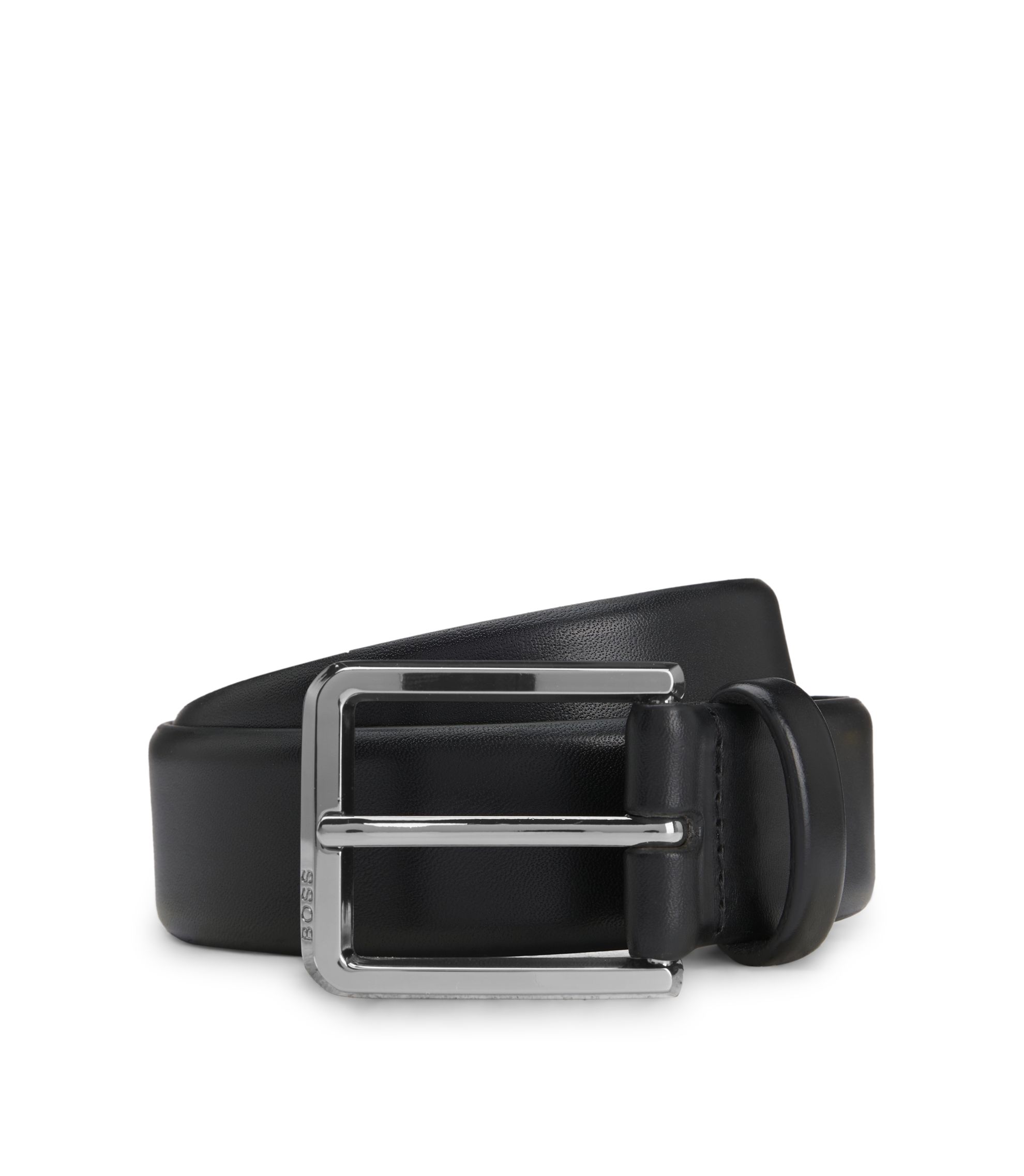 BOSS - Gunmetal-buckle belt in Italian leather - Black