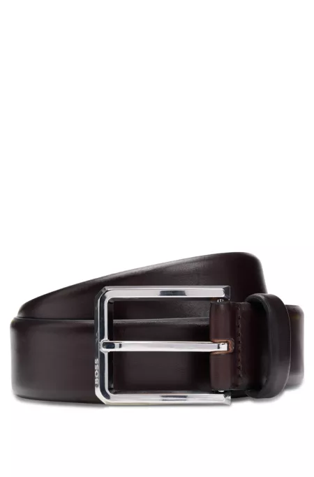 Gunmetal-buckle belt in Italian leather