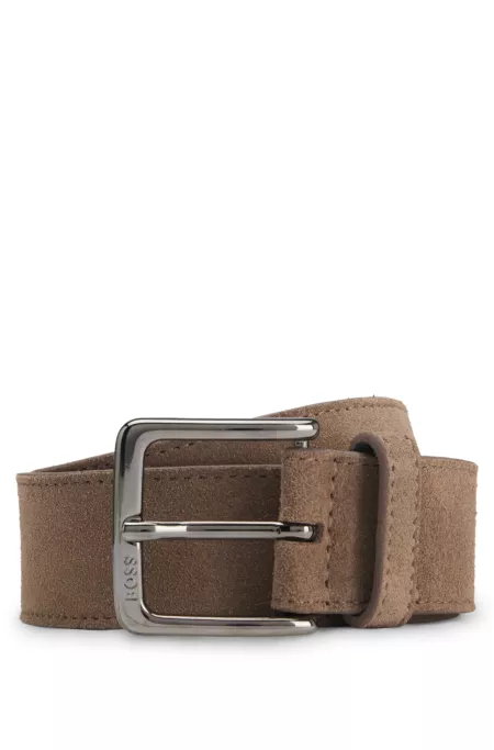 Gunmetal-buckle belt in suede