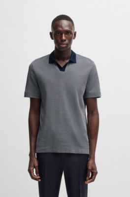 Dot-pattern polo shirt cotton and silk