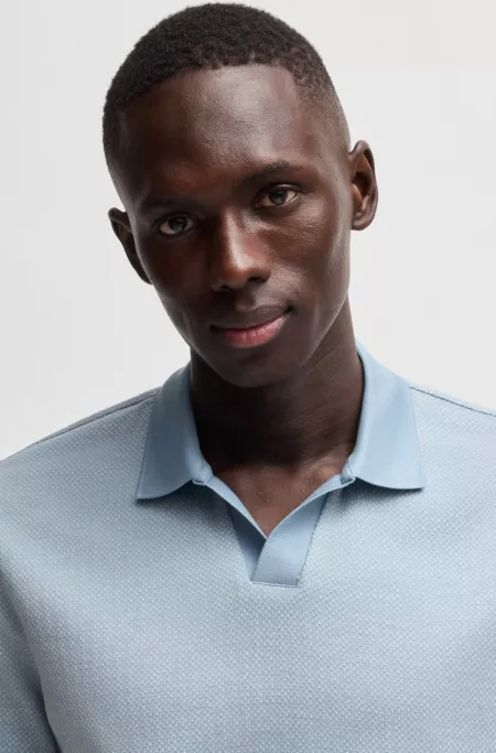 Dot-pattern polo shirt in cotton and silk