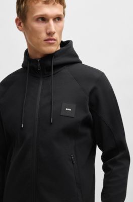 BOSS - Zip-up hoodie with logo patch - Black