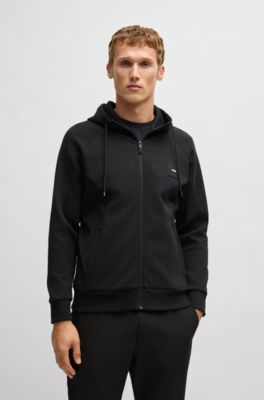 Zip-up hoodie with logo patch