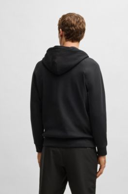 Zip-up hoodie with logo patch, Black