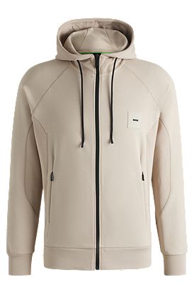 Zip-up hoodie with logo patch