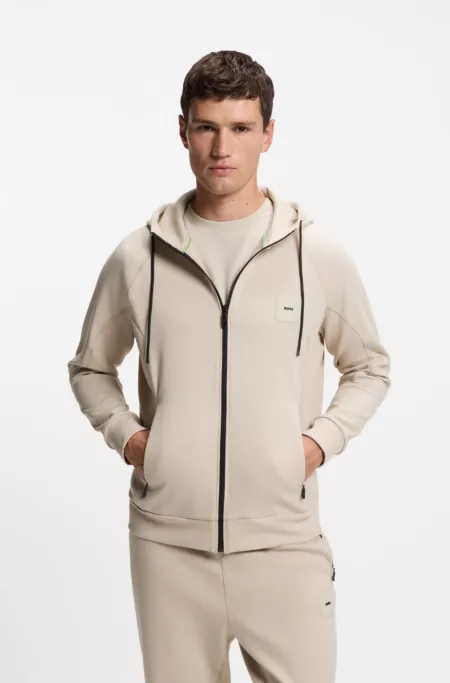 Zip-up hoodie with logo patch