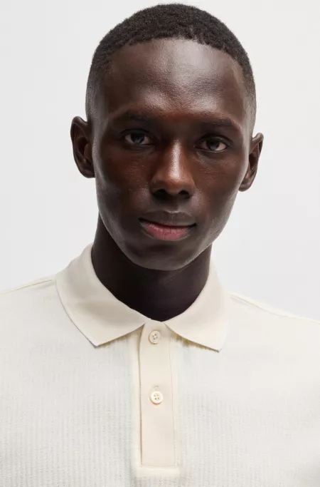 Cotton-silk polo shirt with stripe structure