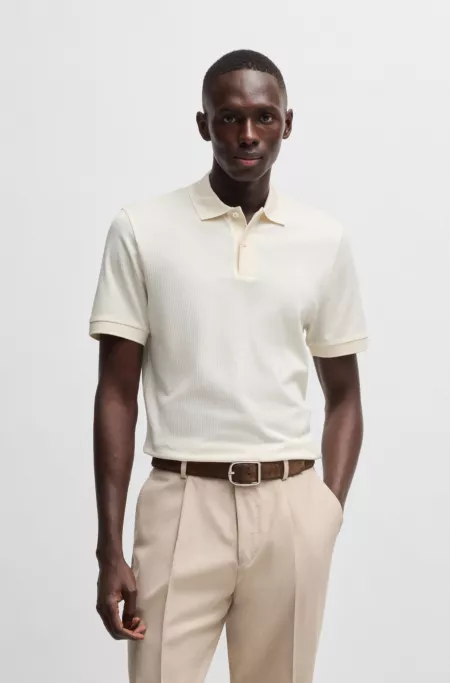 Cotton-silk polo shirt with stripe structure