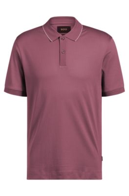 Polo de seda y algod&oacute;n con estructura de rayas, Pink