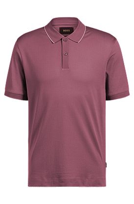 Cotton-silk polo shirt with stripe structure